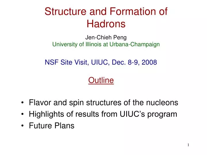 structure and formation of hadrons