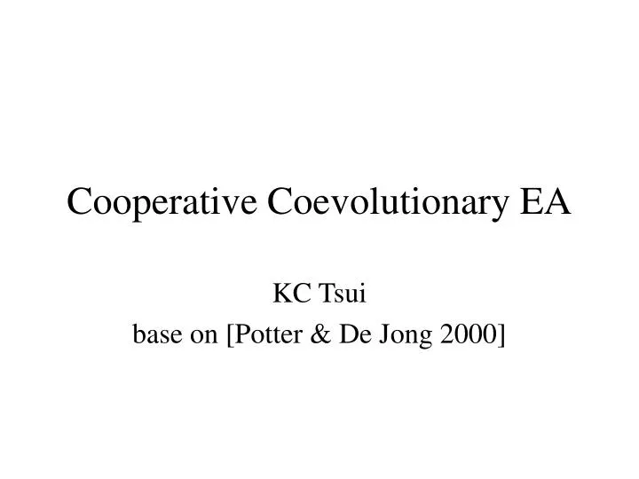 cooperative coevolutionary ea