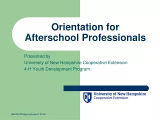Orientation for Afterschool Professionals