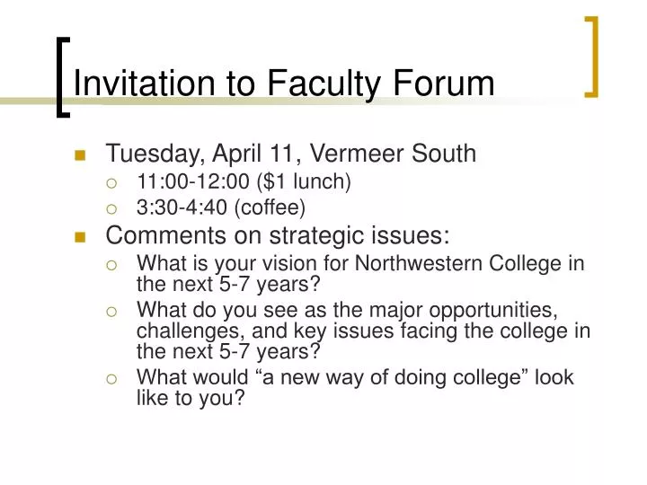 invitation to faculty forum