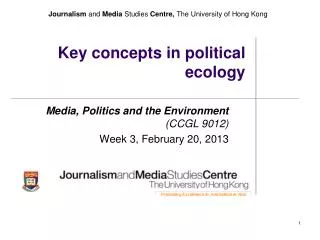 Key concepts in political ecology
