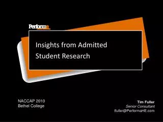 Insights from Admitted Student Research