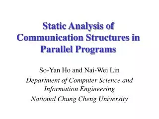 Static Analysis of Communication Structures in Parallel Programs