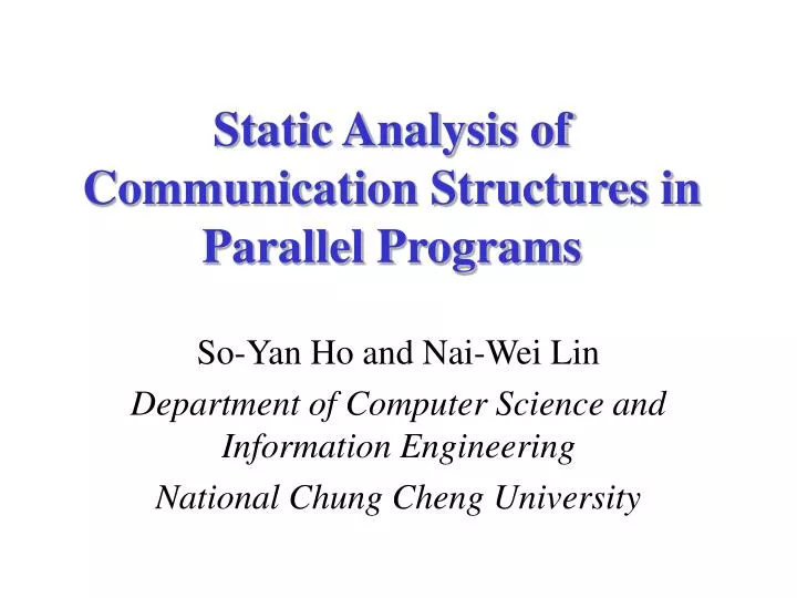 static analysis of communication structures in parallel programs