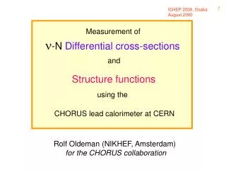 ICHEP 2000, Osaka August 2000