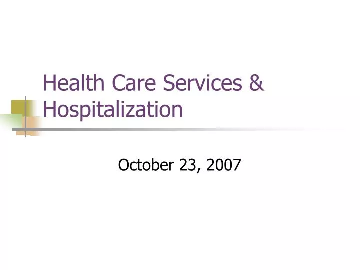 health care services hospitalization