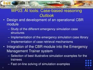 WP03: AI tools: Case-based reasoning Outlook