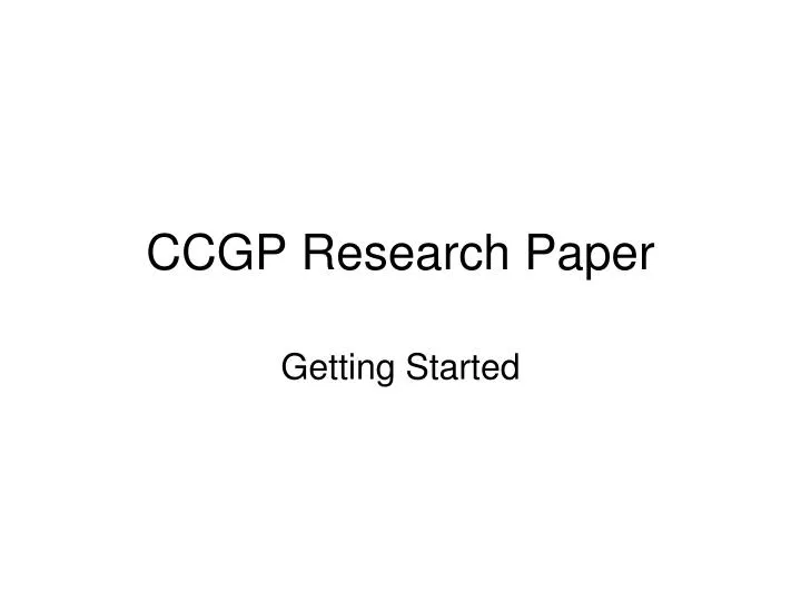 ccgp research paper