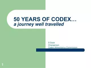 50 YEARS OF CODEX… a journey well travelled