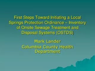 Mark Lander Columbia County Health Department