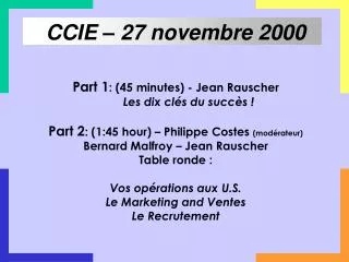 CCIE – 27 novembre 2000