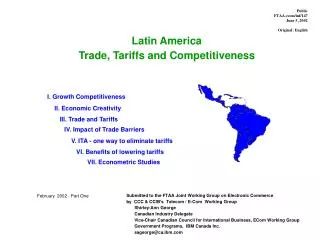 Latin America Trade, Tariffs and Competitiveness