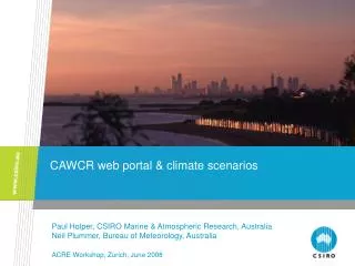 CAWCR web portal &amp; climate scenarios
