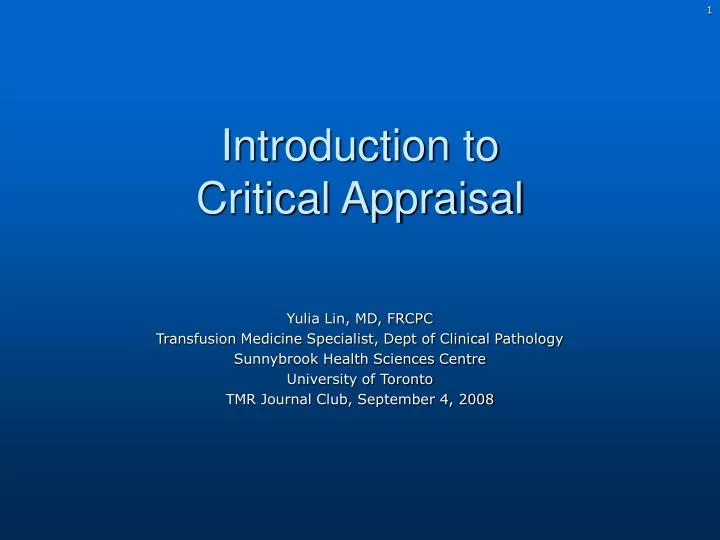 introduction to critical appraisal