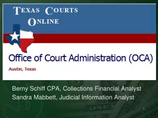 Berny Schiff CPA, Collections Financial Analyst Sandra Mabbett, Judicial Information Analyst