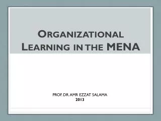 Organizational Learning in the MENA