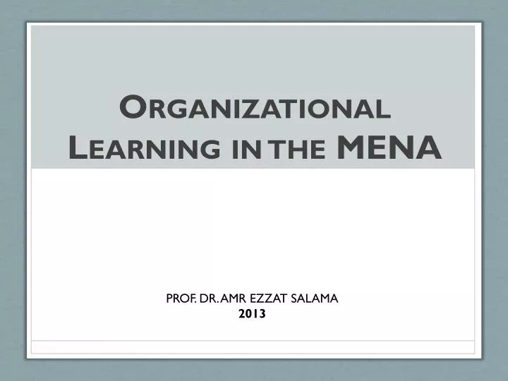 organizational learning in the mena
