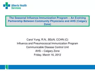 Carol Yung, R.N., BScN, CCHN (C) Influenza and Pneumococcal Immunization Program
