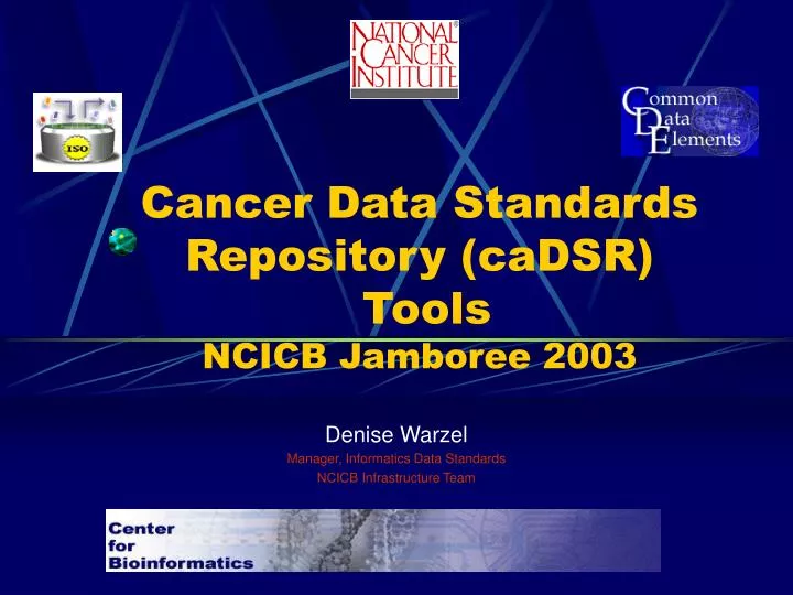 cancer data standards repository cadsr tools ncicb jamboree 2003