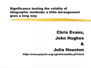 Significance testing the validity of idiographic methods: a little derangement goes a long way