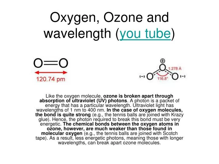 oxygen ozone and wavelength you tube