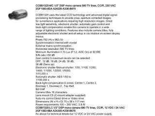 CCBB1225-LC 1/2&quot; DSP mono camera 580 TV lines, CCIR, 12 VDC / 24 VAC 2GF1081-8EA