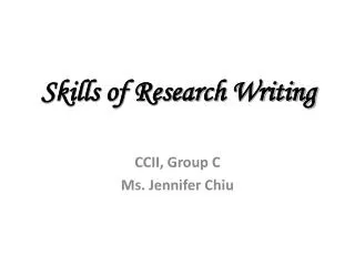 Skills of Research Writing