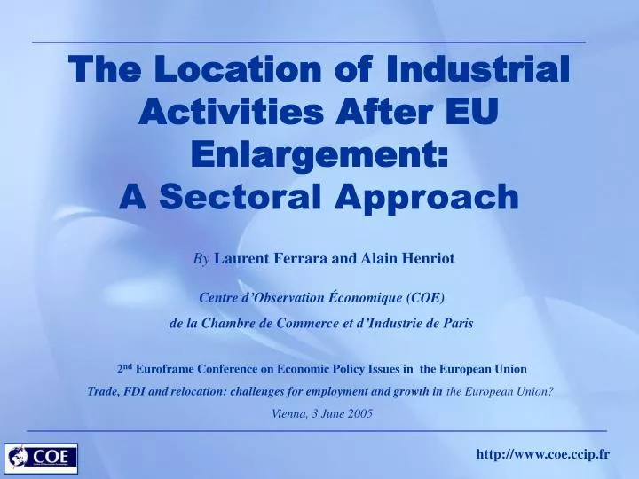 the location of industrial activities after eu enlargement a sectoral approach