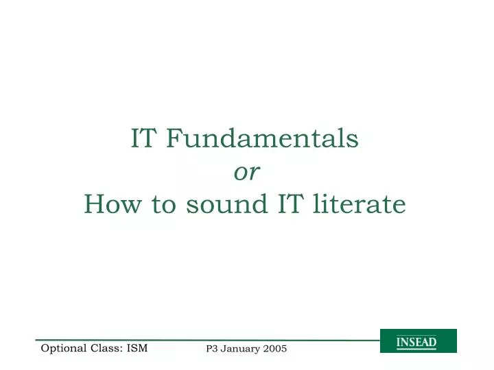 it fundamentals or how to sound it literate