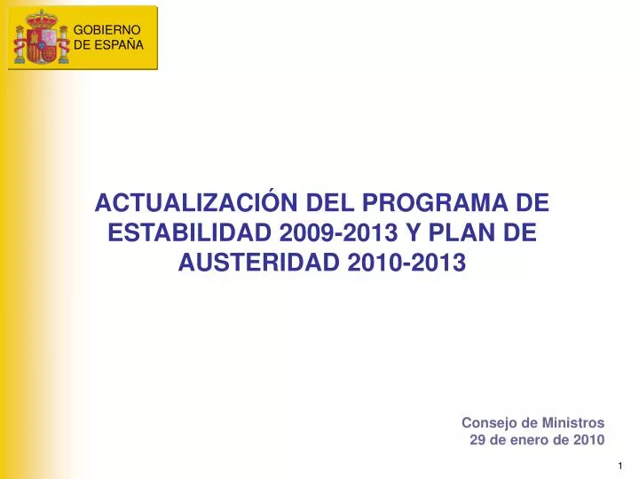 actualizaci n del programa de estabilidad 2009 2013 y plan de austeridad 2010 2013