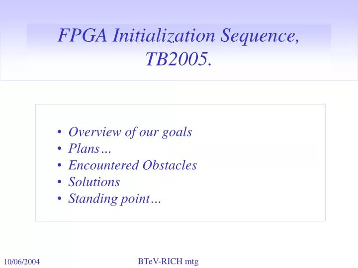 fpga initialization sequence tb2005