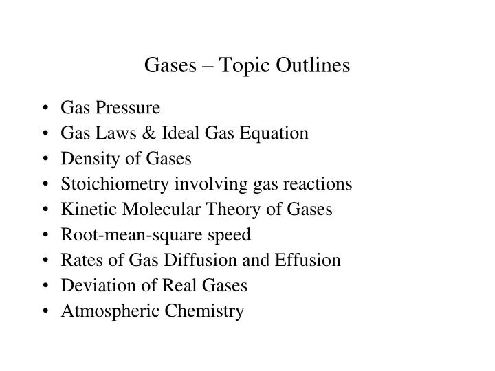 gases topic outlines