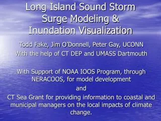 Long Island Sound Storm Surge Modeling &amp; Inundation Visualization
