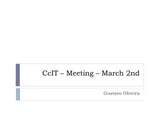 CcIT – Meeting – March 2nd