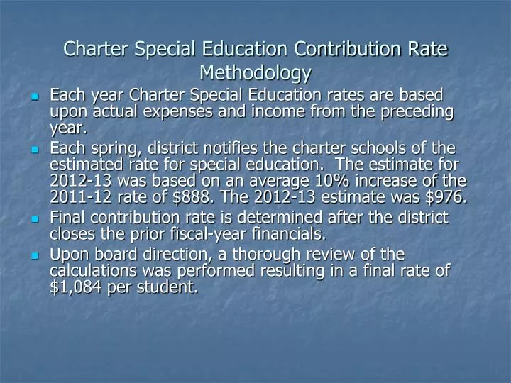 charter special education contribution rate methodology