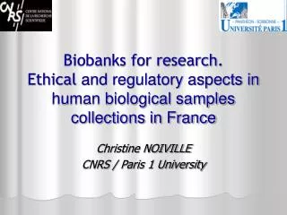 Christine NOIVILLE CNRS / Paris 1 University
