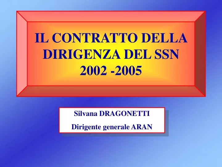 il contratto della dirigenza del ssn 2002 2005