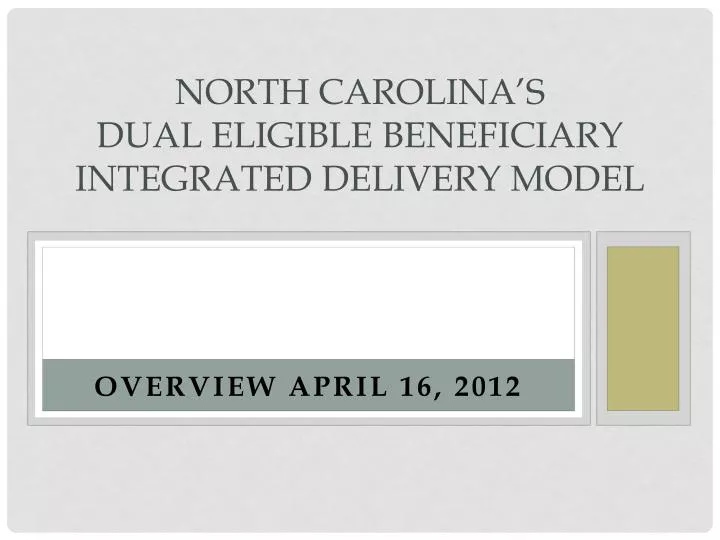 north carolina s dual eligible beneficiary integrated delivery model