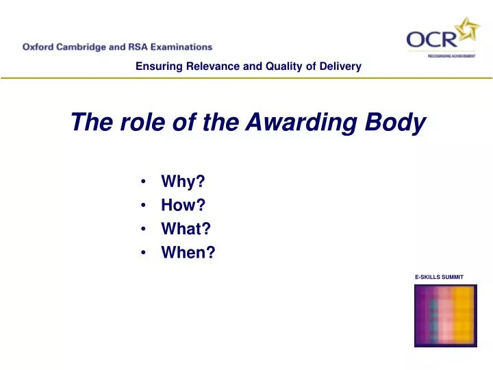 the role of the awarding body