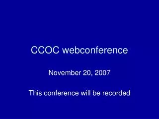 CCOC webconference