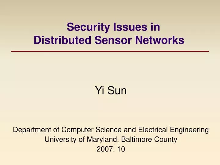 security issues in distributed sensor networks
