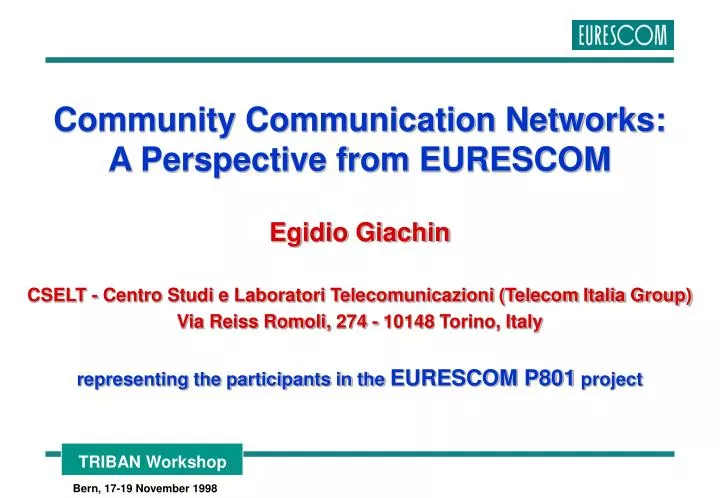 community communication networks a perspective from eurescom