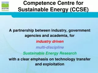 Competence Centre for Sustainable Energy (CCSE)