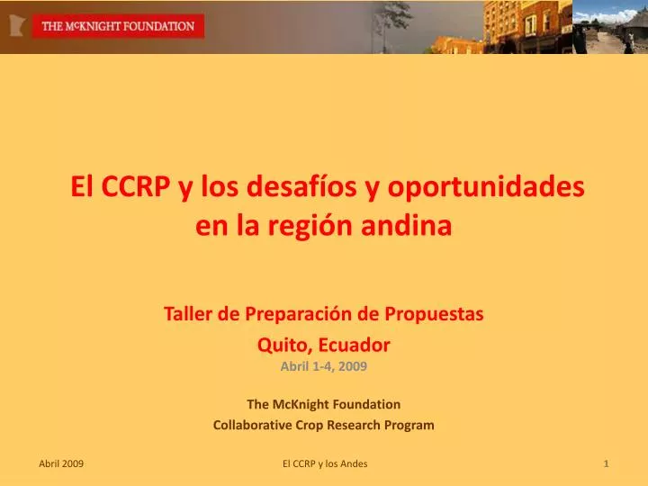 el ccrp y los desaf os y oportunidades en la regi n andina