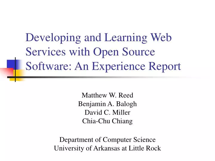 developing and learning web services with open source software an experience report