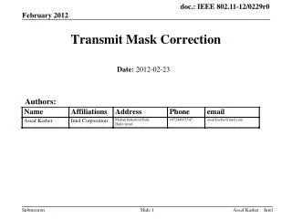 Transmit Mask Correction