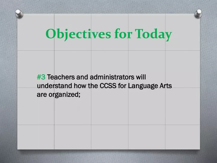 objectives for today