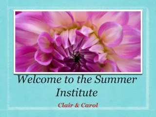 Welcome to the Summer Institute