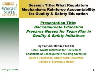 Session Title : What Regulatory Mechanisms Reinforce Accountability for Quality &amp; Safety Education