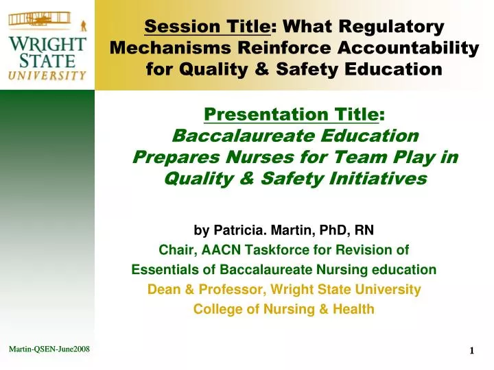 session title what regulatory mechanisms reinforce accountability for quality safety education